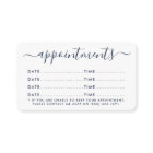 Simple Script Appointment Card - Navy Blue & White