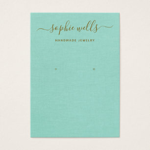 Simple Script Aqua Blue Earring Display Holder