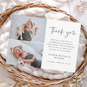 Simple Script Baby Photo Thank You Card