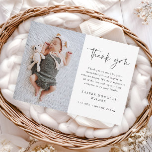 Simple Script Baby Photo Thank You Card