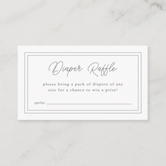 Simple Script Baby Shower Diaper Raffle Enclosure Card (Front)