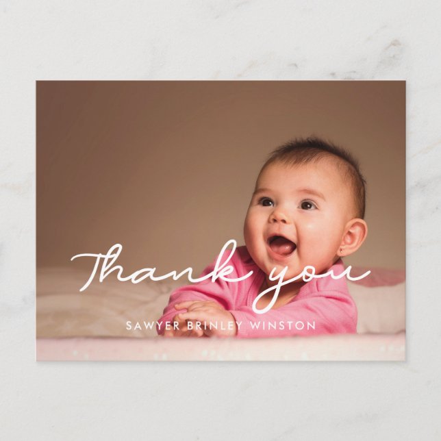Simple script Baby shower thank you Postcard (Front)