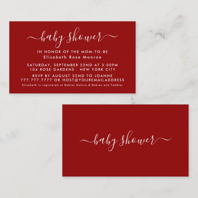 Simple Script - Baby Shower Ticket Invitation (Front/Back)