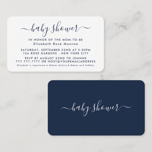 Simple Script - Baby Shower Ticket Invitation (Front/Back)