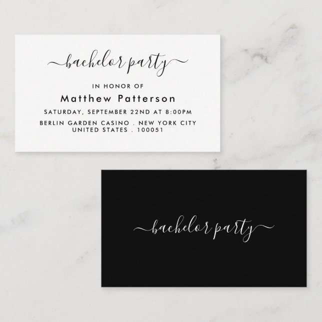 Simple Script - Bachelor Party Ticket Invitation (Front/Back)
