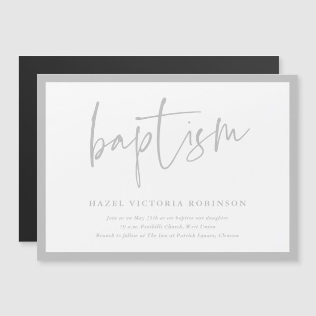 Simple Script Baptism & Christening Invitation (Front/Back)