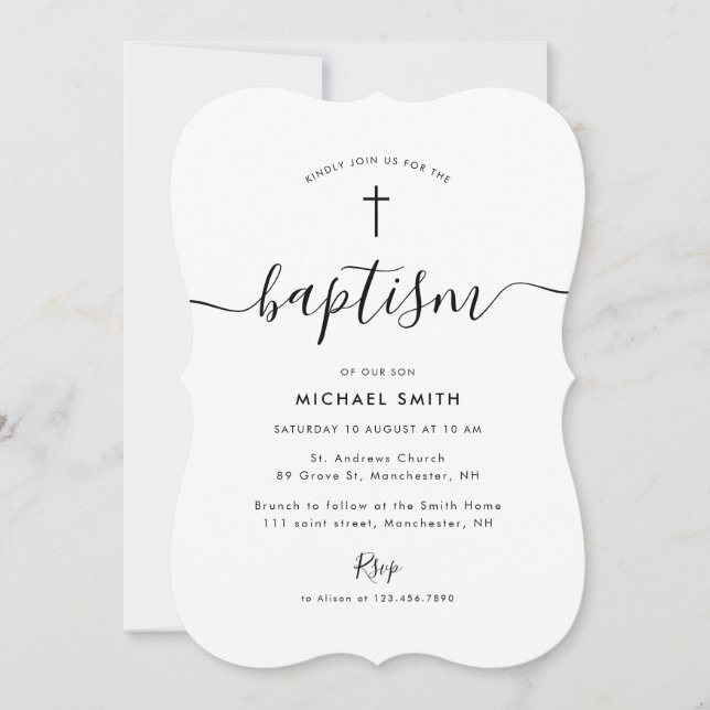 simple script baptism invitation (Front)