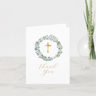 Simple Script Baptism Thank You Card   Elegant 