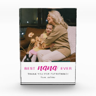 Simple Script Best Nana Ever Hot Pink Photo Block