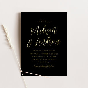 Simple Script Black and Gold Wedding