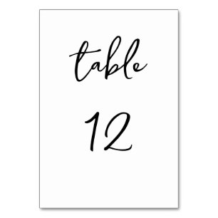 Simple Script Black and White Table Number