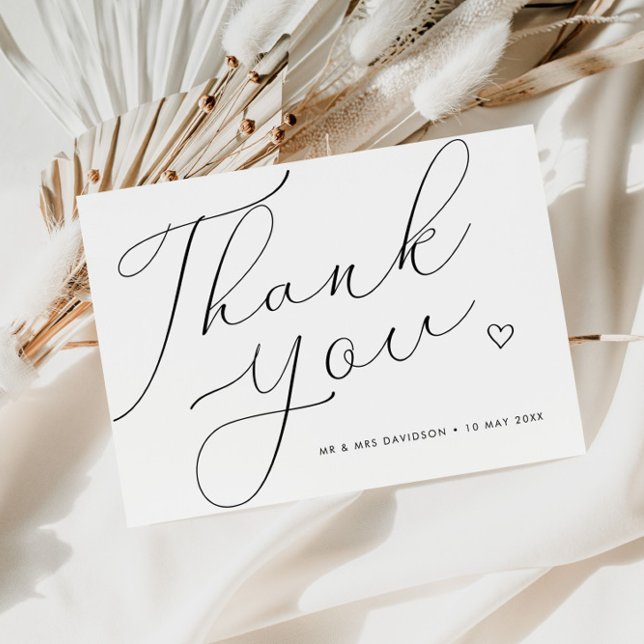 simple script black and white wedding thank you card (Creator Uploaded)