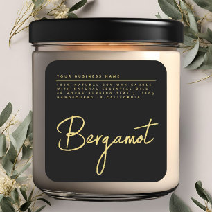 Simple script black candle product label