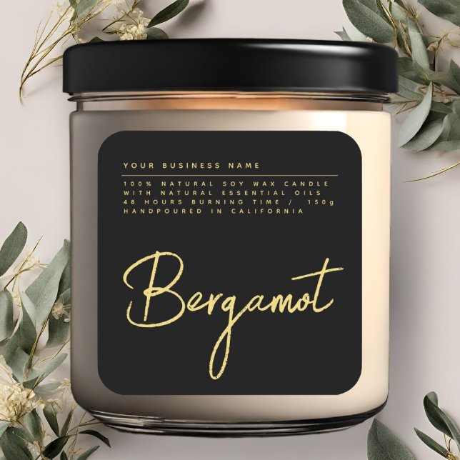 Simple script black candle product label (Creator Uploaded)