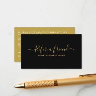 Simple Script - Black & Gold - Referral Card
