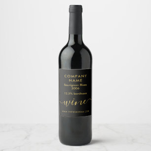 Simple Script - Black & Gold Wine Label