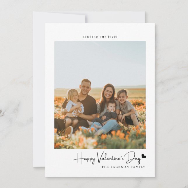 Simple Script Black Heart Valentine's Card Photo (Front)