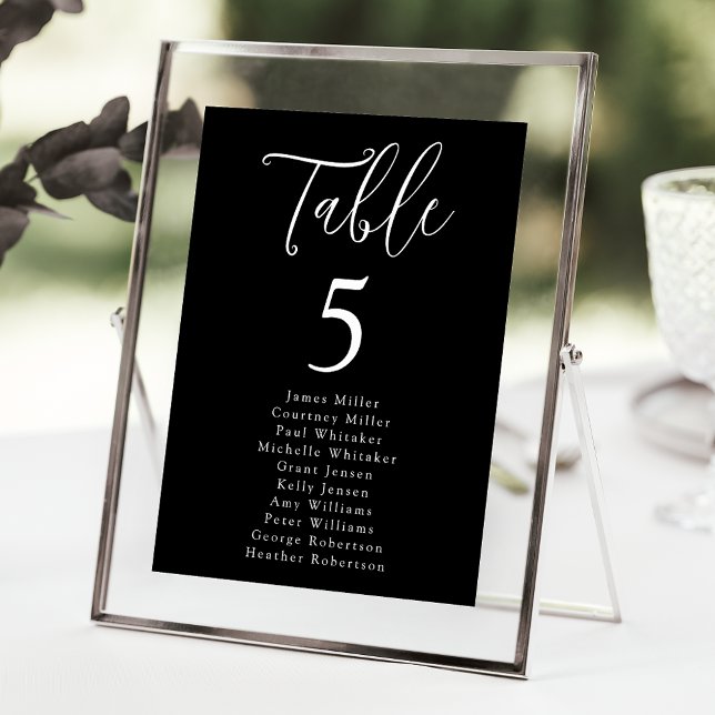 Simple Script Black Table Number Seating Chart (Creator Uploaded)