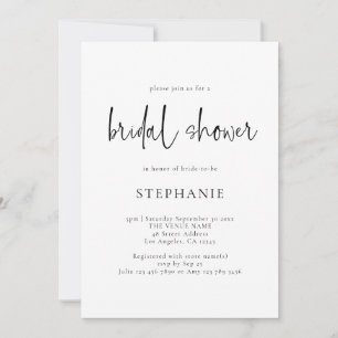 Simple Script Black White Any Colour Bridal Shower Invitation