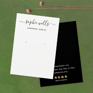 Simple Script Black White Earring Display Holder