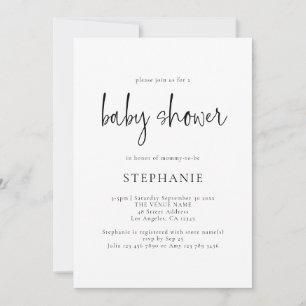 Simple Script Black White or Any Colour Baby Showe Invitation