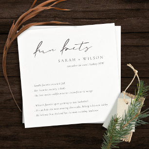 Simple Script Black White Wedding Fun Facts Napkin