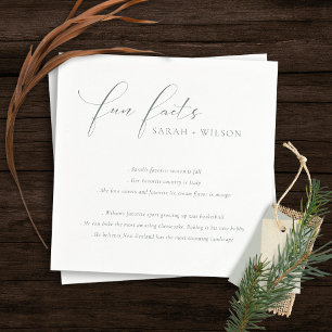 Simple Script Black White Wedding Fun Facts Napkin