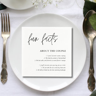 Simple Script Black White Wedding Fun Facts Napkin