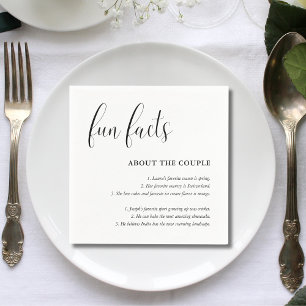 Simple Script Black White Wedding Fun Facts Napkin