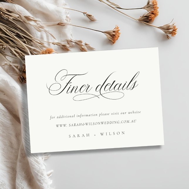 Simple Script Black White Wedding Website Details Enclosure Card (Creator Uploaded)
