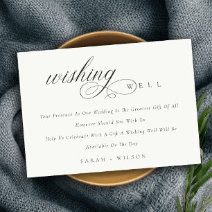 Simple Script Black & White Wedding Wishing Well Enclosure Card