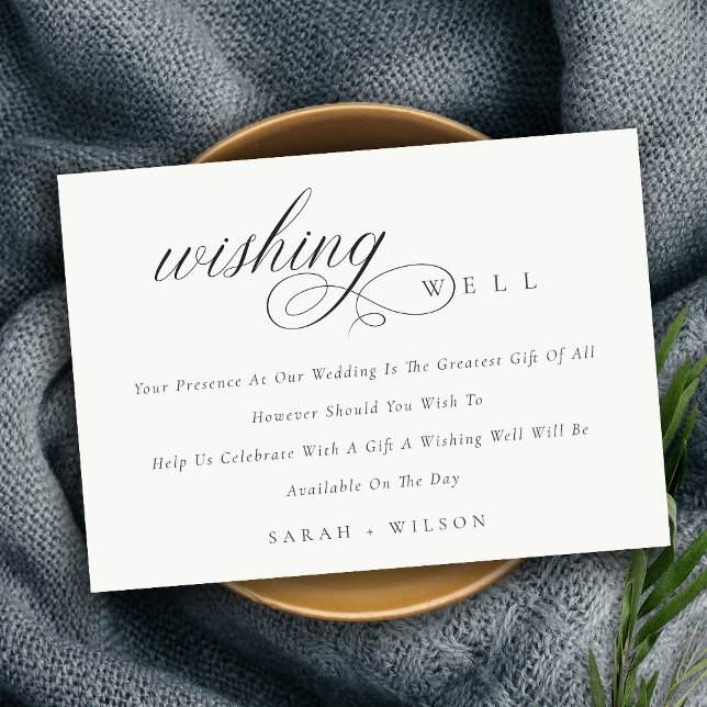 Simple Script Black & White Wedding Wishing Well Enclosure Card (Creator Uploaded)