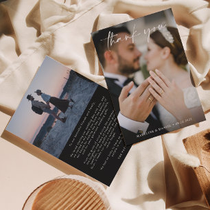 Simple Script Black with Photo Wedding Thank You Card