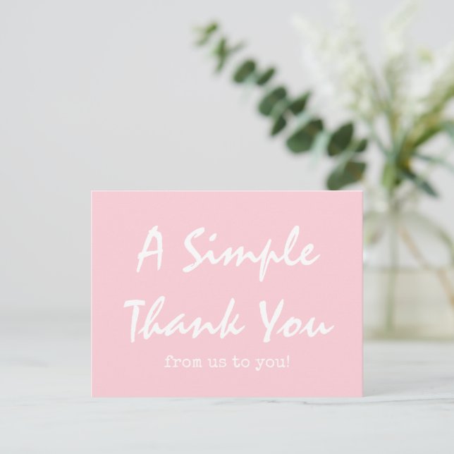 Simple Script Blush Pink Business Thank You Postcard (Standing Front)