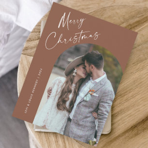 Simple Script Boho Arch Christmas Holiday Card