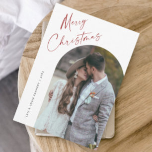 Simple Script Boho Arch Christmas Holiday Card