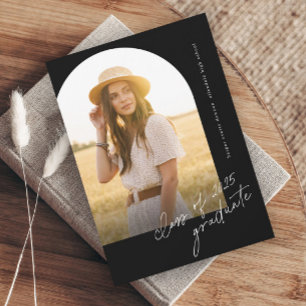 Simple Script Boho Arch Photo Graduation Invitation