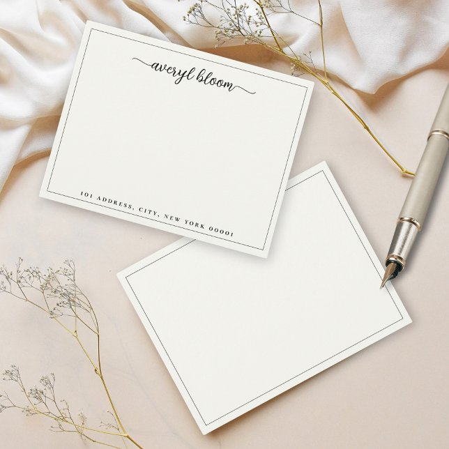 Simple Script Border Personalised Stationery  Card (Creator Uploaded)