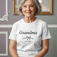Simple Script Bow Grandma Est. Year White Text