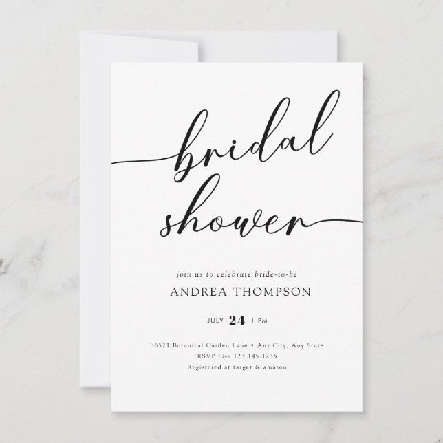 Simple Script Bridal Shower Invitation (Front)
