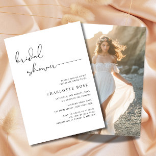 Simple Script Bridal Shower Rustic Beach Photo Invitation