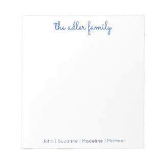 Simple Script Bright Blue Family Notepad