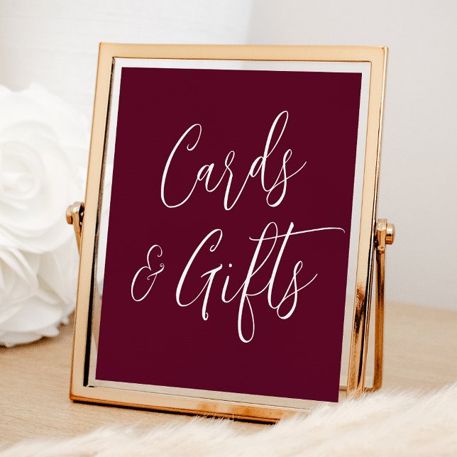 Simple Script Burgundy Wedding Cards and Gifts Poster (Creator Uploaded)