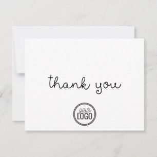 Simple Script Business Logo Flat Thank You Card