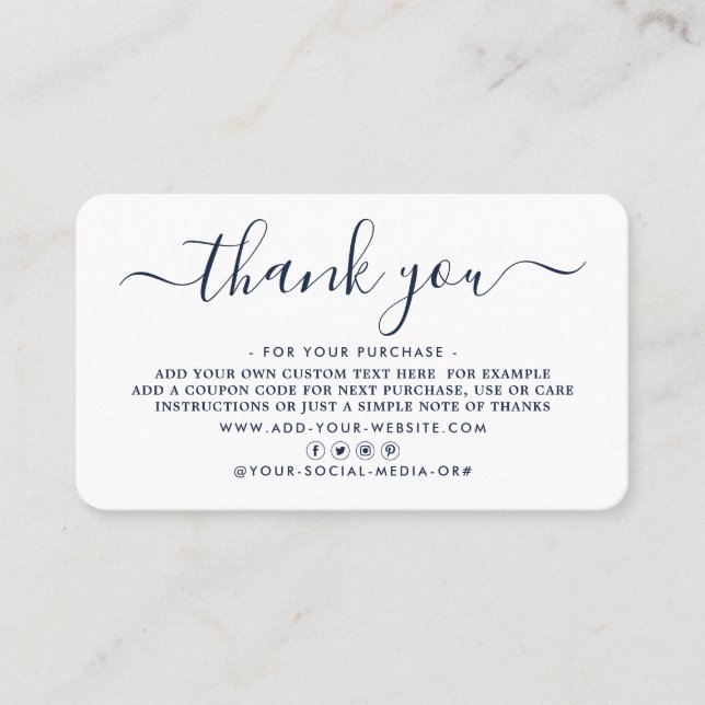 Simple Script Business Thank You Cards (Front)