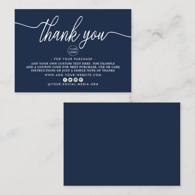 Simple Script Business Thank You Enclosure Card (Front/Back)