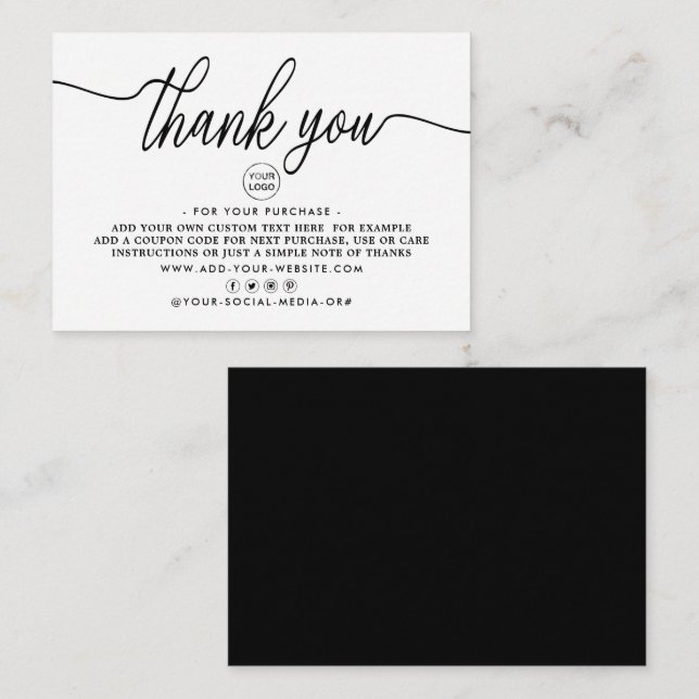 Simple Script Business Thank You Enclosure Card (Front/Back)