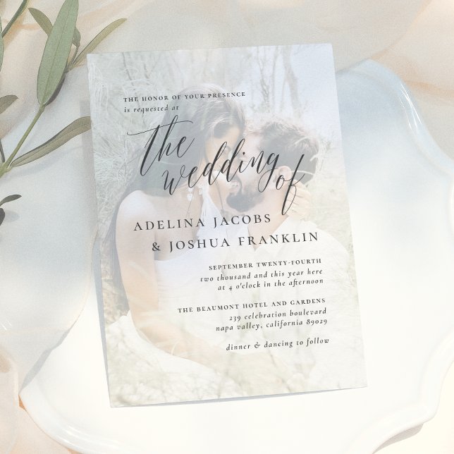 Simple Script Calligraphy Engagement Photo Wedding Invitation (Creator Uploaded)