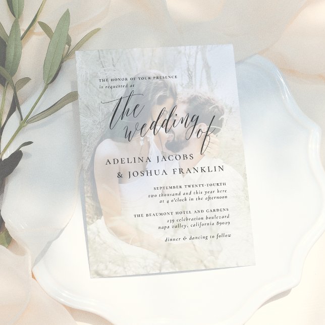 Simple Script Calligraphy Engagement Photo Wedding Invitation (Creator Uploaded)