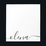 Simple  Script Calligraphy Personalised Name Notepad<br><div class="desc">Chic and clean with simple name front with marker style handwritten font on white background.</div>